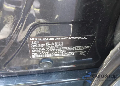 2013 BMW 528I from USA, damaged, VIN WBAXG5C59DDY35959